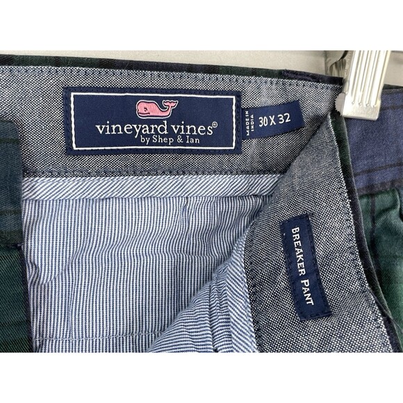 Vineyard Vines Mens 30 Breaker Pants Slim Fit Tartan Plaid Black Watch Chinos - Picture 6 of 13